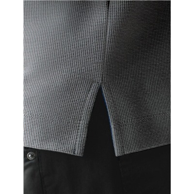 Лонгслив из фактурного трикотажа с плетеным воротником поло с застежкой на пуговицы