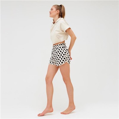 Пижама женская (худи, шорты) MINAKU: Polka-dot collection, бежевая, размер 46