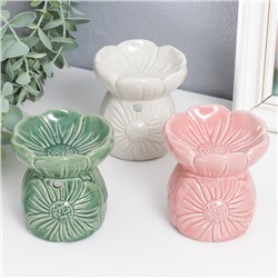 УЦЕНКА Аромалампа для эфирных масел керамика «Нежный цветок», 8×8×8 см, МИКС