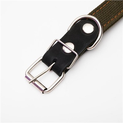 Ошейник брезентовый двухслойный, 62×3 см, ОШ 30-55 см, тёмно-зелёный