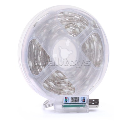 Электрогирлянда светодиодная Роса, 10м, пульт, USB, цветная