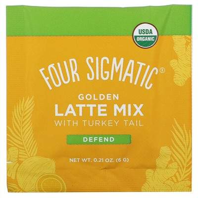 Four Sigmatic, Golden Latte Mix with Turkey Tail, 10 Packets, 0.21 oz (6 g) Each
