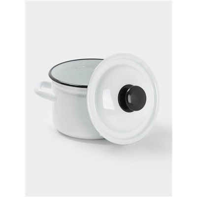 Кастрюля эмалированная, 2 л, с крышкой, белая