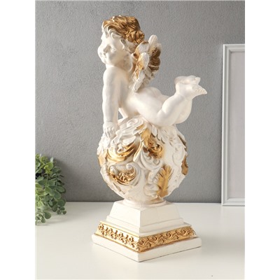 Фигура гипс «Ангел на шаре», 50×20×25 см, белый с золотом