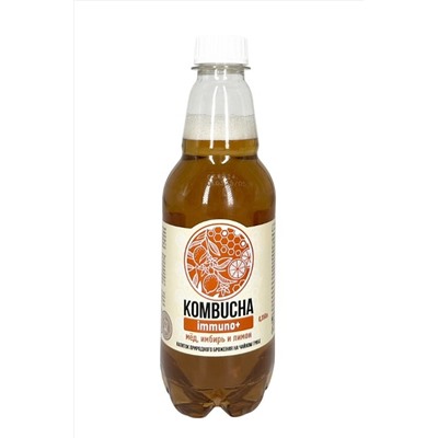 Комбуча Immuno+ имбирь, мёд, сок лимона, пластик 350мл ЭКОПРОДУКТЫ, 1137023