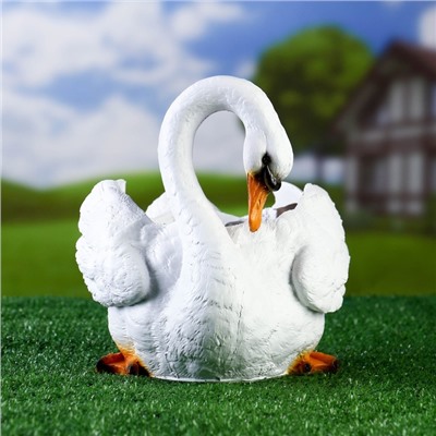 Декоративное кашпо для цветов «Лебедь», 25×15 см, полистоун