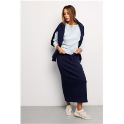 Юбка длинная макси с разрезом 388DNV (Темно-синий)