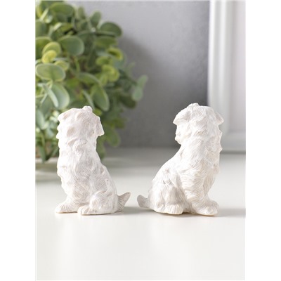Сувенир полистоун "Белые терьеры с бантиками" набор 2 шт 3,7х5,2х6,2 см