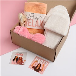 Набор подарочный «Этель» Home party, полотенце, повязка на голову, тапочки