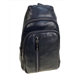 Сумка мужская через плечо из натуральной кожи, цвет черный