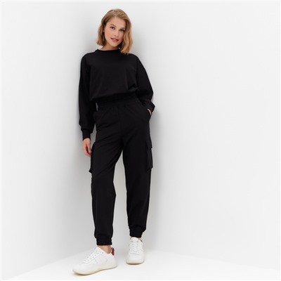 Костюм женский (брюки, свитшот) MINAKU: Casual Collection, чёрный, размер 46
