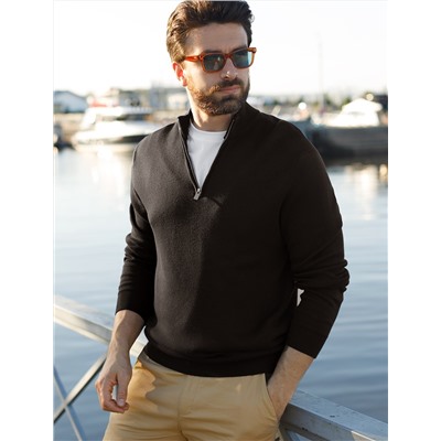 Джемпер двуслойной вязки из мягкой пряжи с хлопком