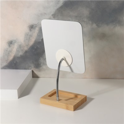 Зеркало с подставкой BAMBOO, на гибкой ножке, 16.5×26 см, (16.5×19.5 см), бамбуковое