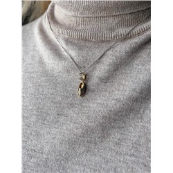 Подвеска из чернёного серебра с фианитом и золочением - тапочка св.Спиридона 925 пробы К3-576чз200