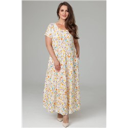 Платье штапель  6132/01/Молочный, желтый