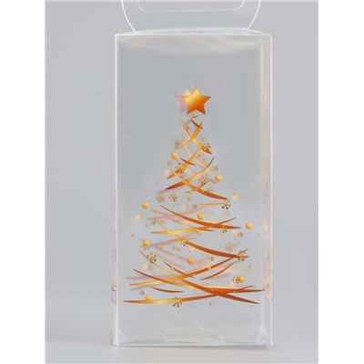 Коробка подарочная новогодняя складная ПВХ « Ёлочка гори!» 4×4×8 см