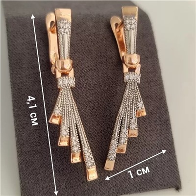 Серьги ювелирная бижутерия коллекция "Дубай" покрытие позолота, вставка: фианиты, цвет: прозрачный, арт.213.442