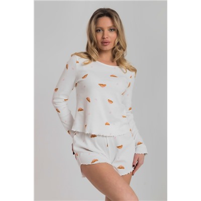 Пижама лонгслив и шорты из интерлока М325418мк