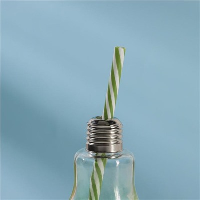 Бокал для коктейля Доляна «Лампочка», 250 мл, с трубочкой, откручивающаяся крышка, стекло, МИКС