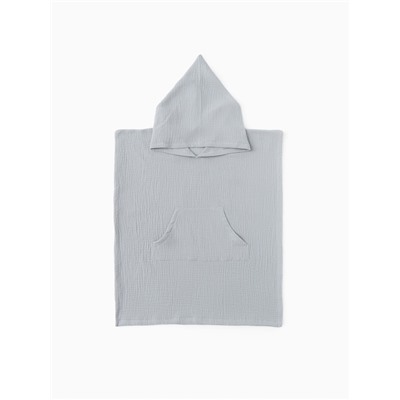 Пончо муслиновое детское LoveLife, 56×70 см, хлопок 100%, серо-голубое