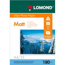 Фотобумага А4  25л 180г матовая односторонняя 0102037 Lomond