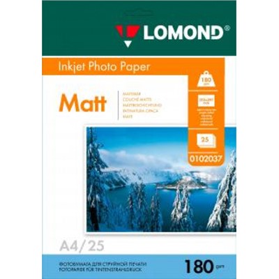 Фотобумага А4  25л 180г матовая односторонняя 0102037 Lomond