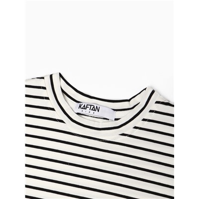 Футболка для девочки KAFTAN «Полоска», белая, чёрная, рост 100 см