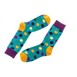 Носки женские в горошек с высокой резинкой, хлопок-полиамид-эластан, цвет голубой