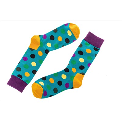 Носки женские в горошек с высокой резинкой, хлопок-полиамид-эластан, цвет голубой