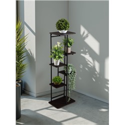 Подставка для цветов Greengo, 6 полок, 36×23×106 см, напольная, каркас металл, полки МДФ, чёрная