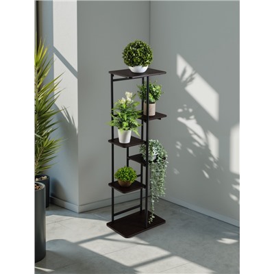 Подставка для цветов Greengo, 6 полок, 36×23×106 см, напольная, каркас металл, полки МДФ, чёрная