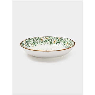 Тарелка «Гармония лепестков», d=18.5 см, фарфор, белая, зелёная