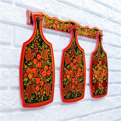 Набор разделочных досок с держателем «Хохлома», 3 шт., 48×33×1 см, дерево