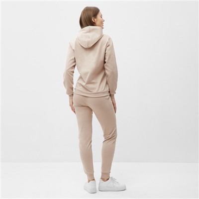 Костюм с начёсом женский (толстовка, брюки) Tusi, размер 44, бежевый