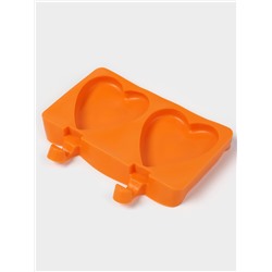 Форма для мороженого «Сердечко», силикон, 19.5×14×2.5 см, 2 ячейки (8.4×9 см), МИКС