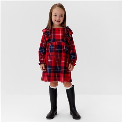 Платье детское с рюшами KAFTAN «Клетка» размер 30 (98-104 см)