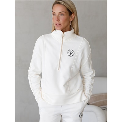 Джемпер с воротом на молнии из премиального футера двухнитки с эластаном