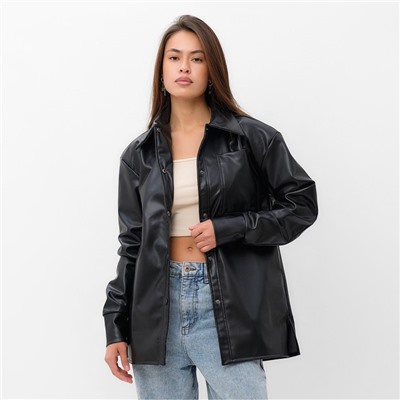 Рубашка женская из экокожи MIST: Base, размер 40, чёрная