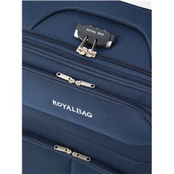 Чемодан на колёсах Royalbag большой 104 л (L), на молнии, с увеличением, кодовый замок, 4 колеса, синий