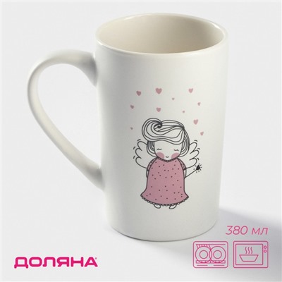 Кружка Доляна «Ангел», 380 мл, фарфор, белая