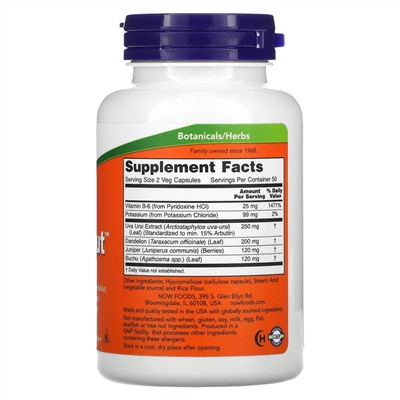 Now Foods, Water Out, водный баланс, 100 растительных капсул