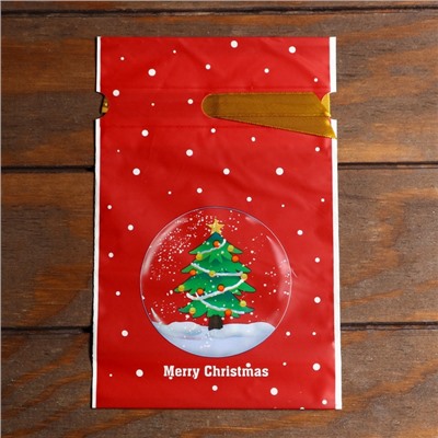 Пакет полиэтиленовый подарочный «Новогодний шар», с завязками, 15×23 см