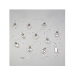 Гирлянда «Нить» 3 м с насадками «Лампочки сердца», IP20, прозрачная нить, 80 LED, свечение тёплое белое, 8 режимов, 220 В