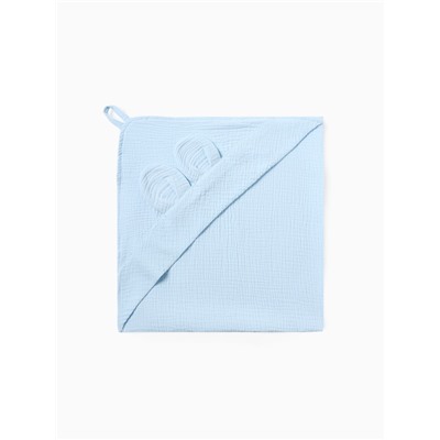 Полотенце - уголок муслиновое «Крошка Я», 75×75 см, хлопок 100%, голубое