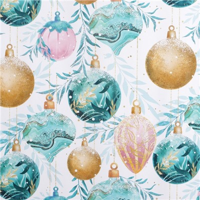 Упаковочная бумага на новый год «Новогодние шары », 50×70 см, глянцевая