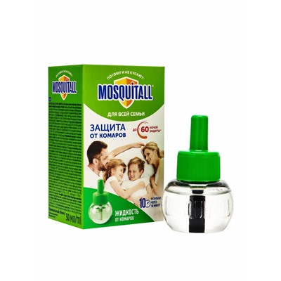 Жидкость от комаров, Mosquitall «Защита для всей семьи», 60 ночей, 30 мл
