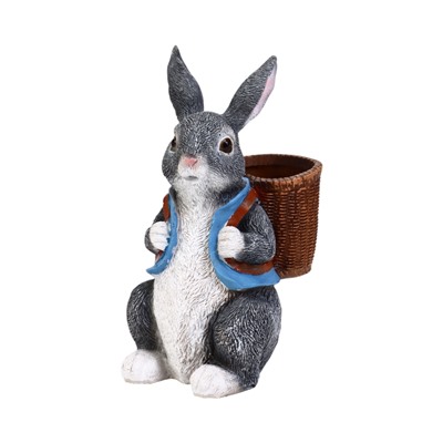 Садовая фигура из полистоуна «Зайчик с рюкзаком», 18×15×35 см, с кашпо