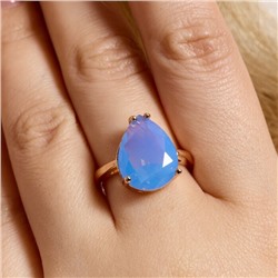 Кольцо 20 р бижутерия Дубайское золото: покрытие позолота, вставка: фианит, цвет: голубой, арт.414.143-20