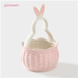 Конфетница Доляна «Зайка», 13,3×21,5 см, доломит, розовая