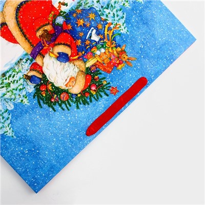 Пакет подарочный новогодний ламинированный «Дед мороз спешит в гости», 50×40×25 см